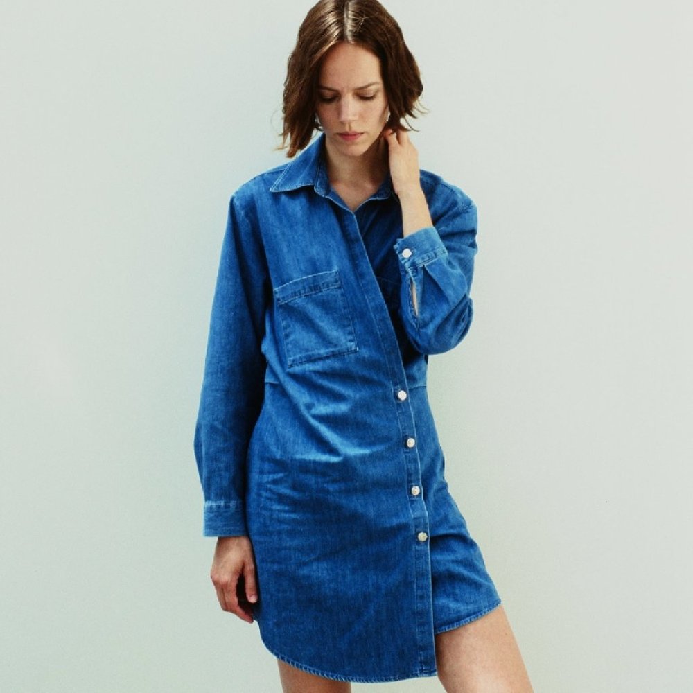Zara Denim Wrap Dress Size Small